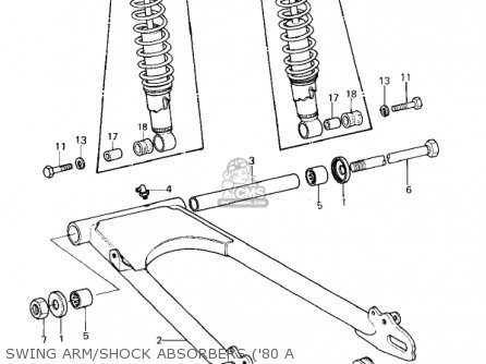 SWING ARM/SHOCK ABSORBERS ('80 A - KZ440A1 LTD 1980 USA CANADA