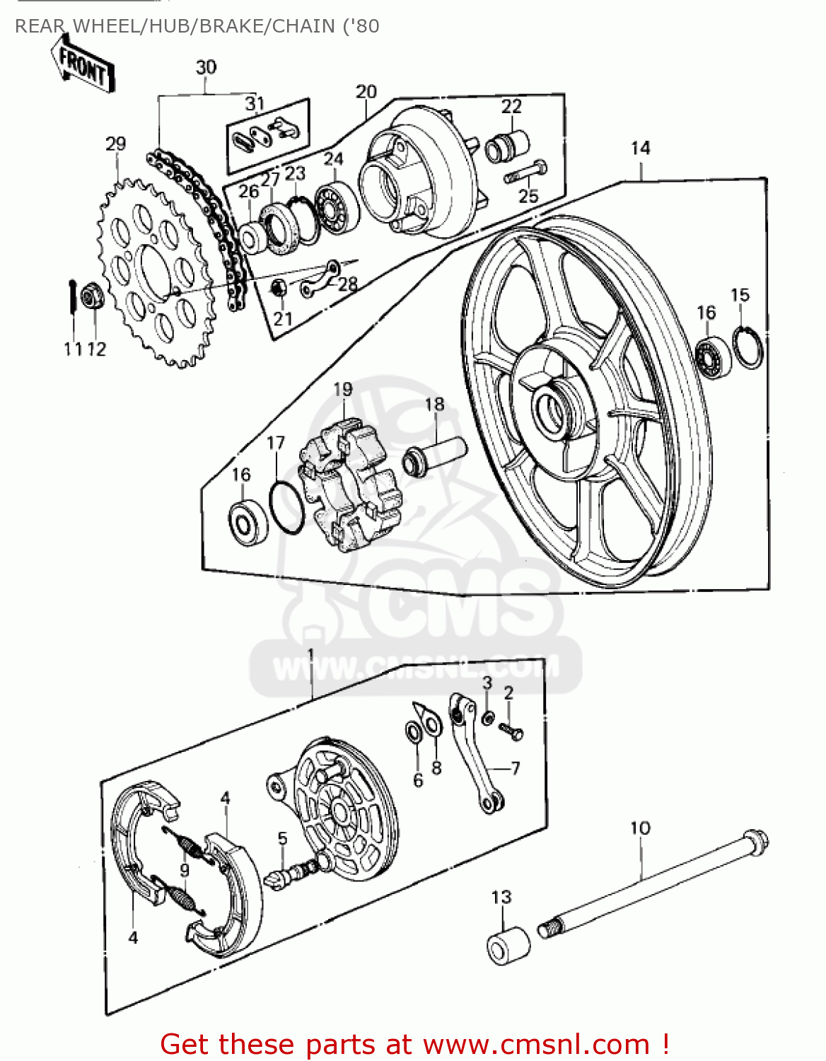 REAR WHEEL/HUB/BRAKE/CHAIN ('80 KZ440A2 LTD 1981 USA CANADA