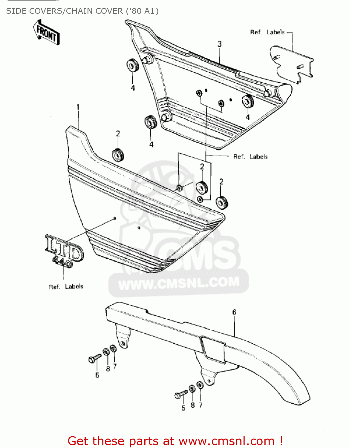 SIDE COVERS/CHAIN COVER ('80 A1) KZ440A2 LTD 1981 USA CANADA