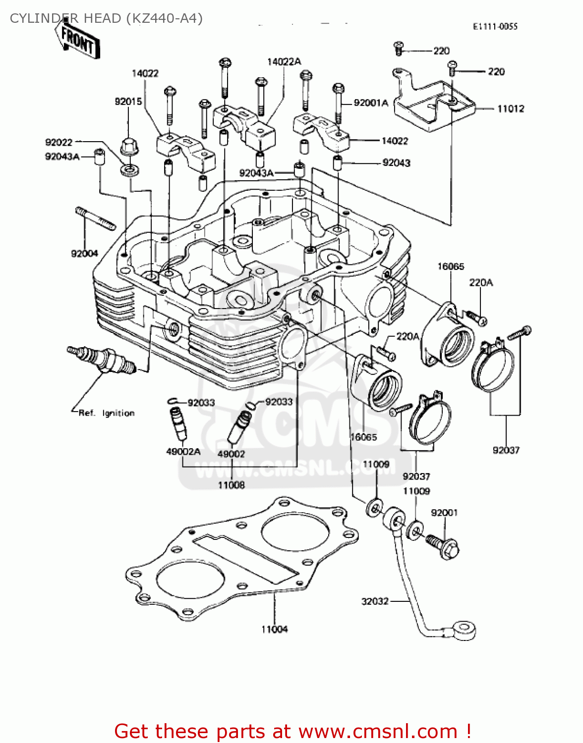 CYLINDER HEAD (KZ440-A4) KZ440A2 LTD 1981 USA CANADA