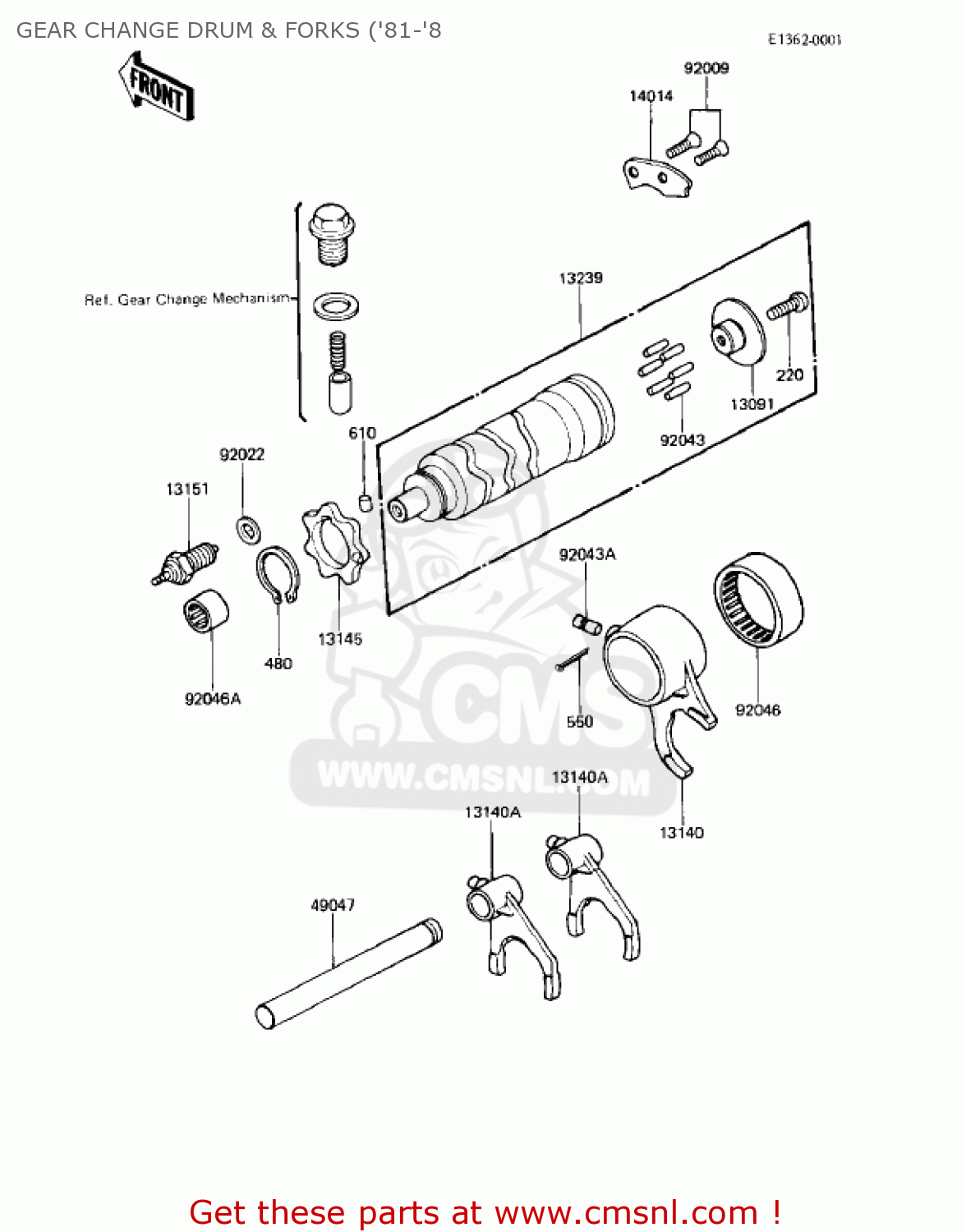 GEAR CHANGE DRUM & FORKS ('81-'8 KZ440A2 LTD 1981 USA CANADA