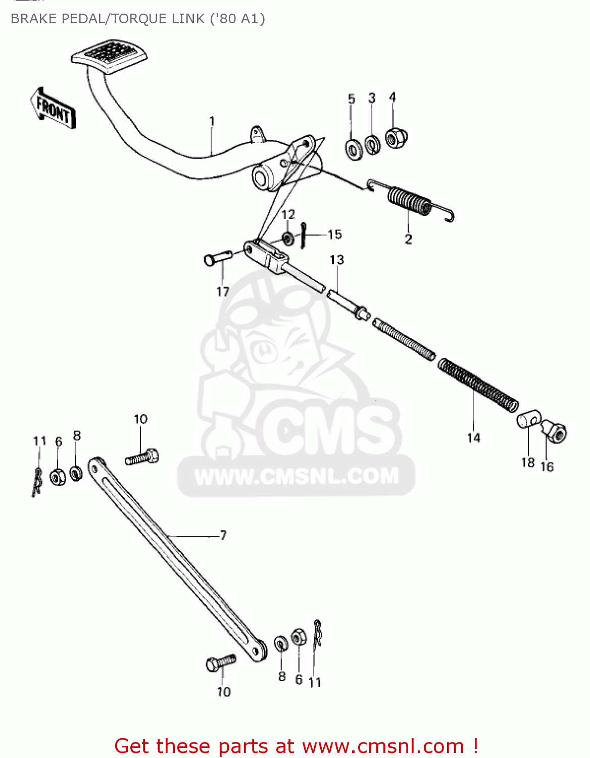 BRAKE PEDAL/TORQUE LINK ('80 A1) KZ440A2 LTD 1981 USA CANADA