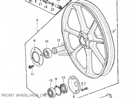FRONT WHEEL/HUB ('80 A1) - KZ440A2 LTD 1981 USA CANADA