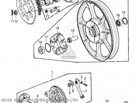 REAR WHEEL/HUB/BRAKE/CHAIN ('80 - KZ440A2 LTD 1981 USA CANADA