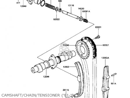CAMSHAFT/CHAIN/TENSIONER ('81-'8 - KZ440A2 LTD 1981 USA CANADA