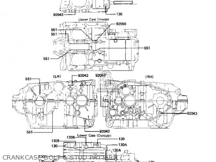 CRANKCASE BOLT & STUD PATTERN (' - KZ440A2 LTD 1981 USA CANADA