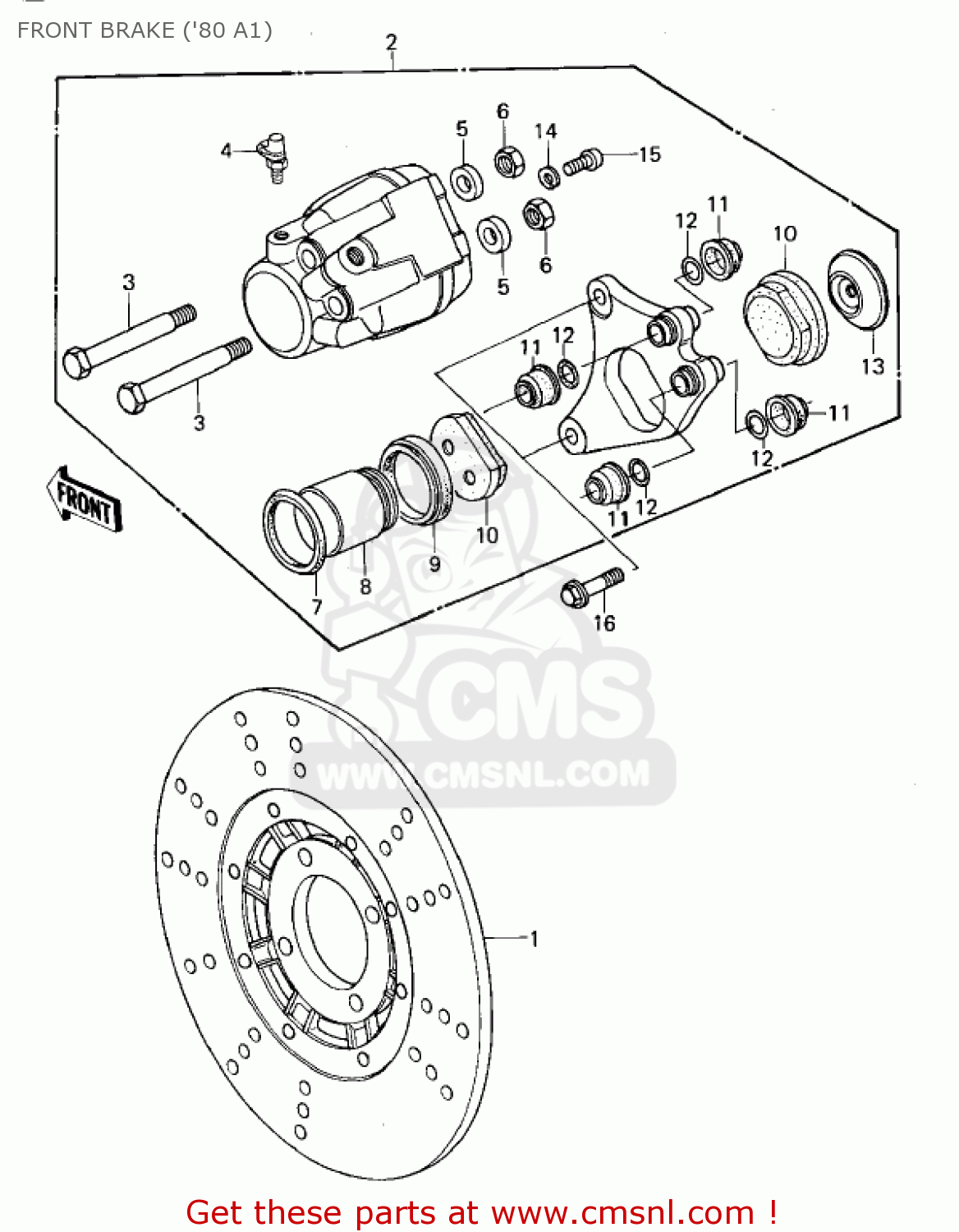 FRONT BRAKE ('80 A1) KZ440A3 LTD 1982 USA CANADA