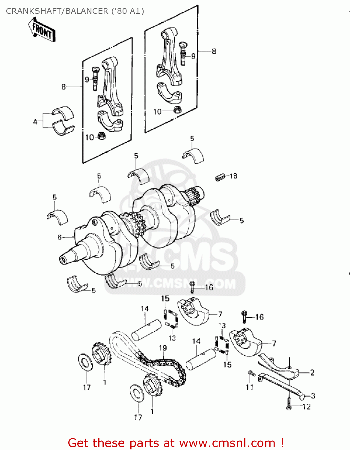 CRANKSHAFT/BALANCER ('80 A1) KZ440A3 LTD 1982 USA CANADA