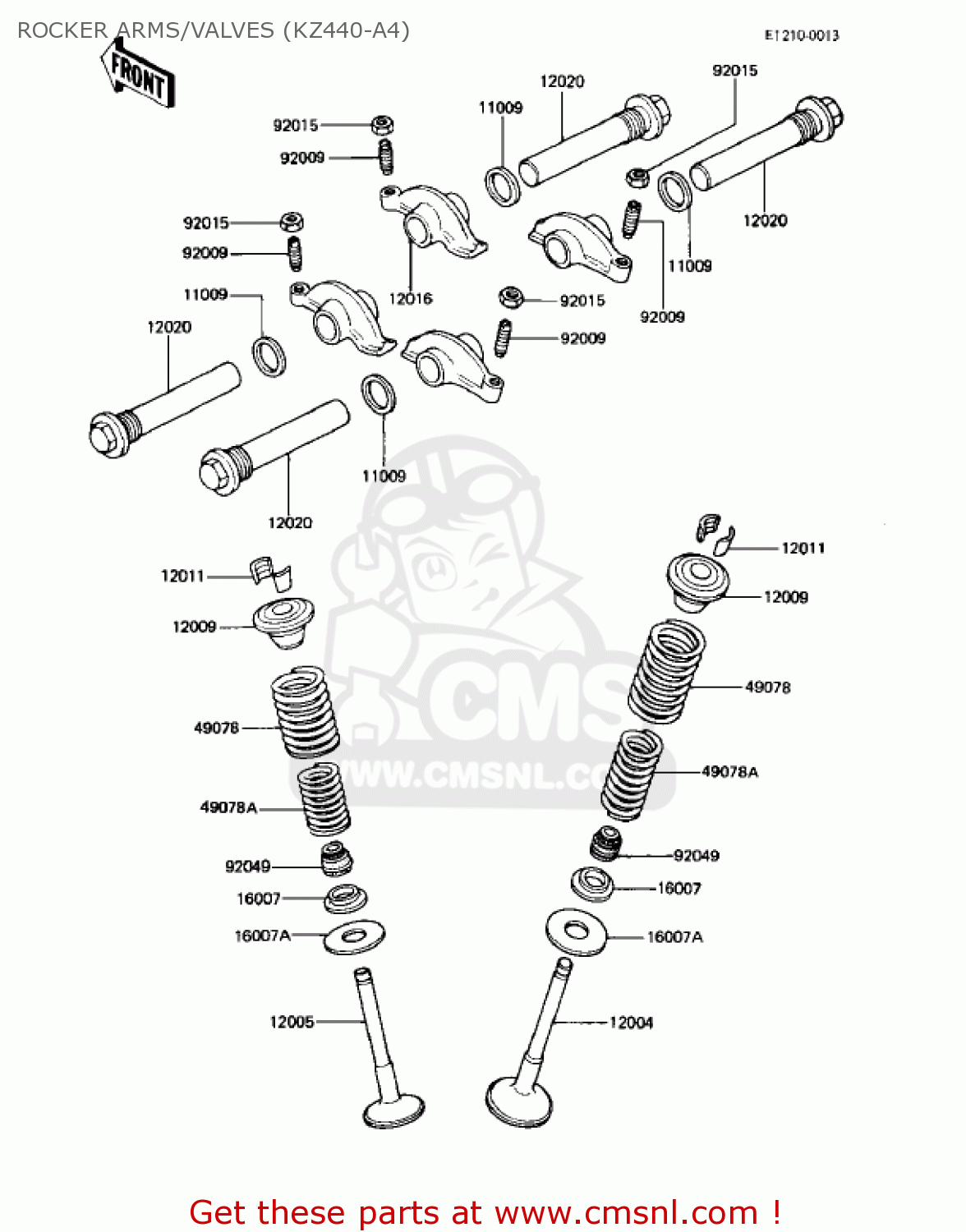 ROCKER ARMS/VALVES (KZ440-A4) KZ440A3 LTD 1982 USA CANADA