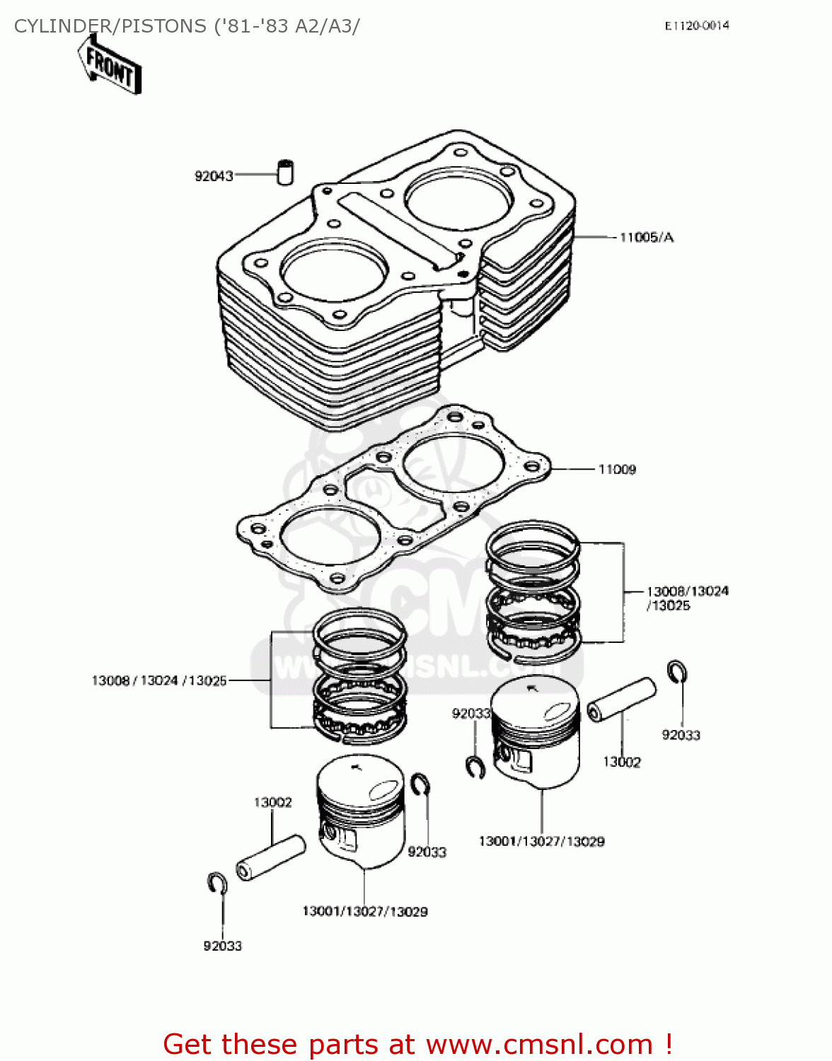 CYLINDER/PISTONS ('81-'83 A2/A3/ KZ440A3 LTD 1982 USA CANADA