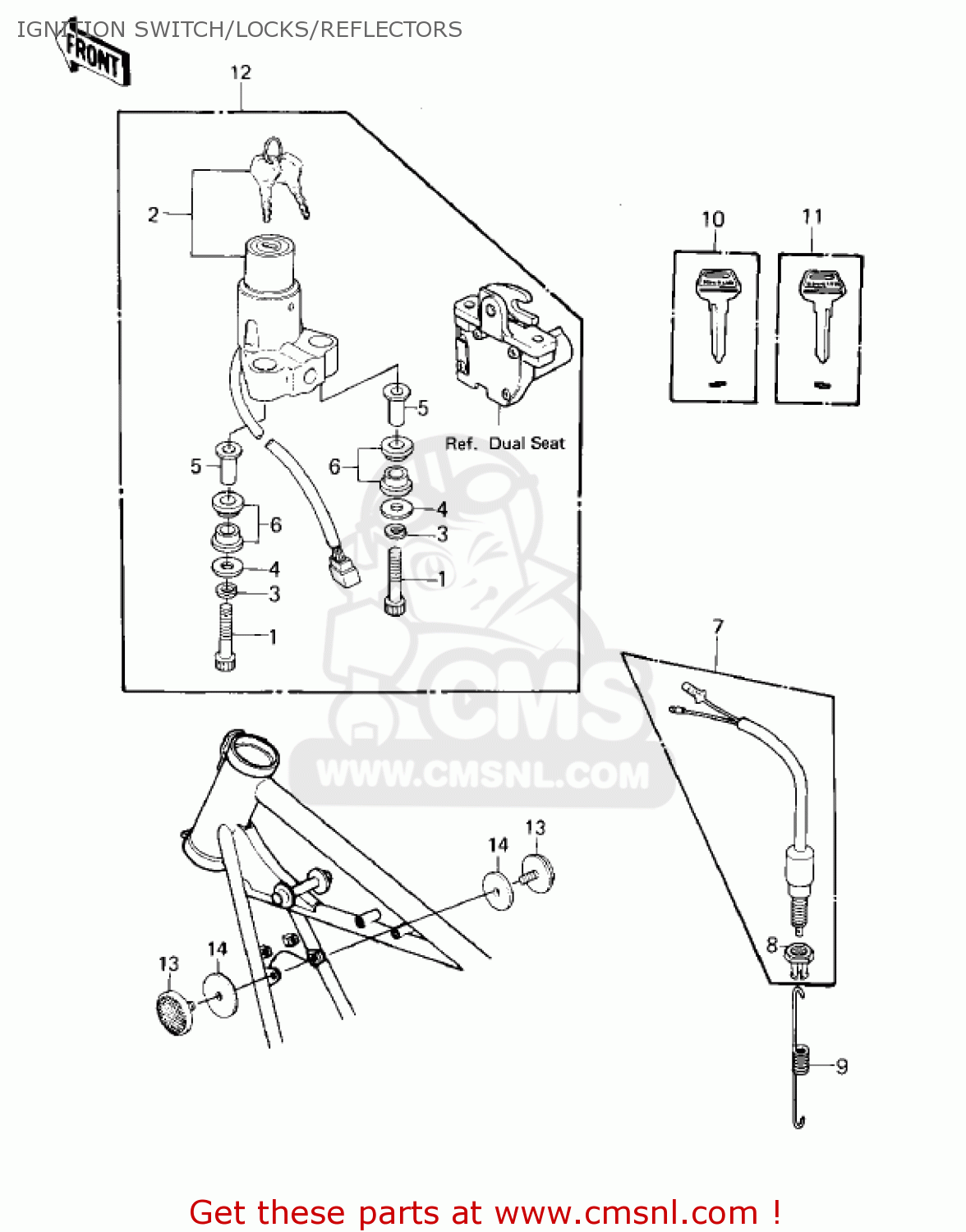 IGNITION SWITCH/LOCKS/REFLECTORS KZ440A3 LTD 1982 USA CANADA
