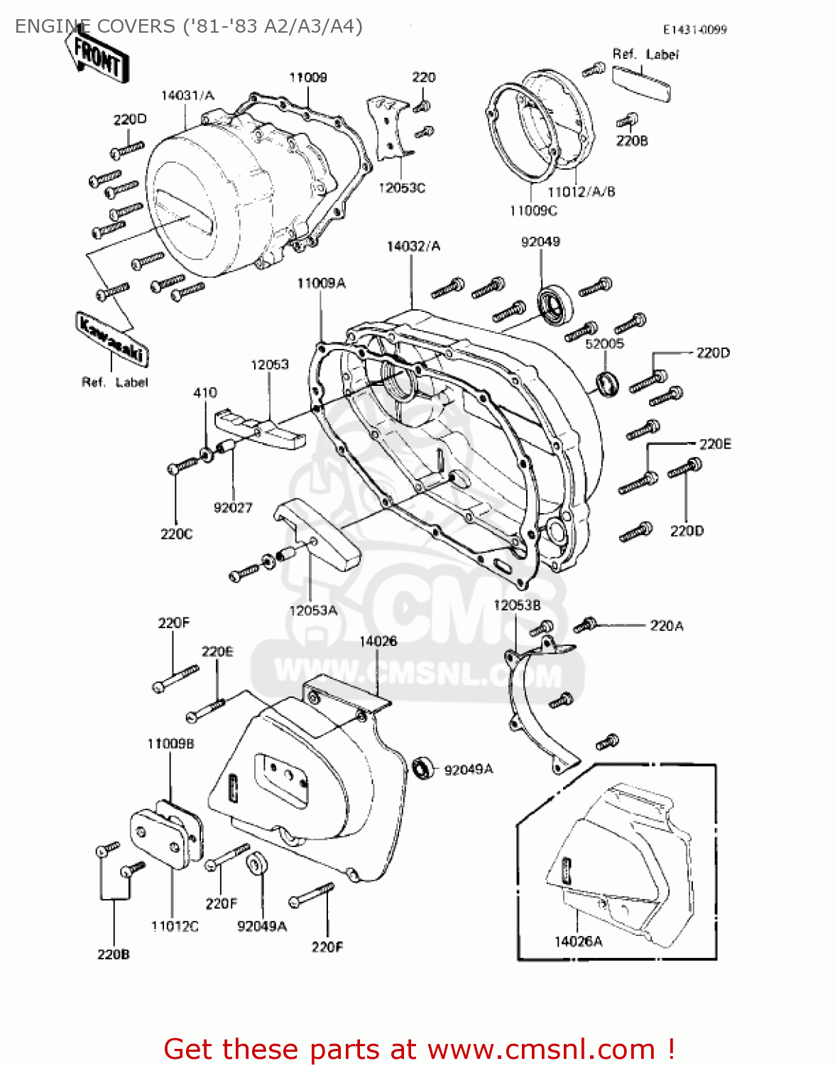 ENGINE COVERS ('81-'83 A2/A3/A4) KZ440A3 LTD 1982 USA CANADA
