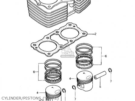 CYLINDER/PISTONS ('80 A1) - KZ440A3 LTD 1982 USA CANADA