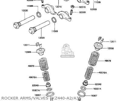 ROCKER ARMS/VALVES (KZ440-A2/A3) - KZ440A3 LTD 1982 USA CANADA