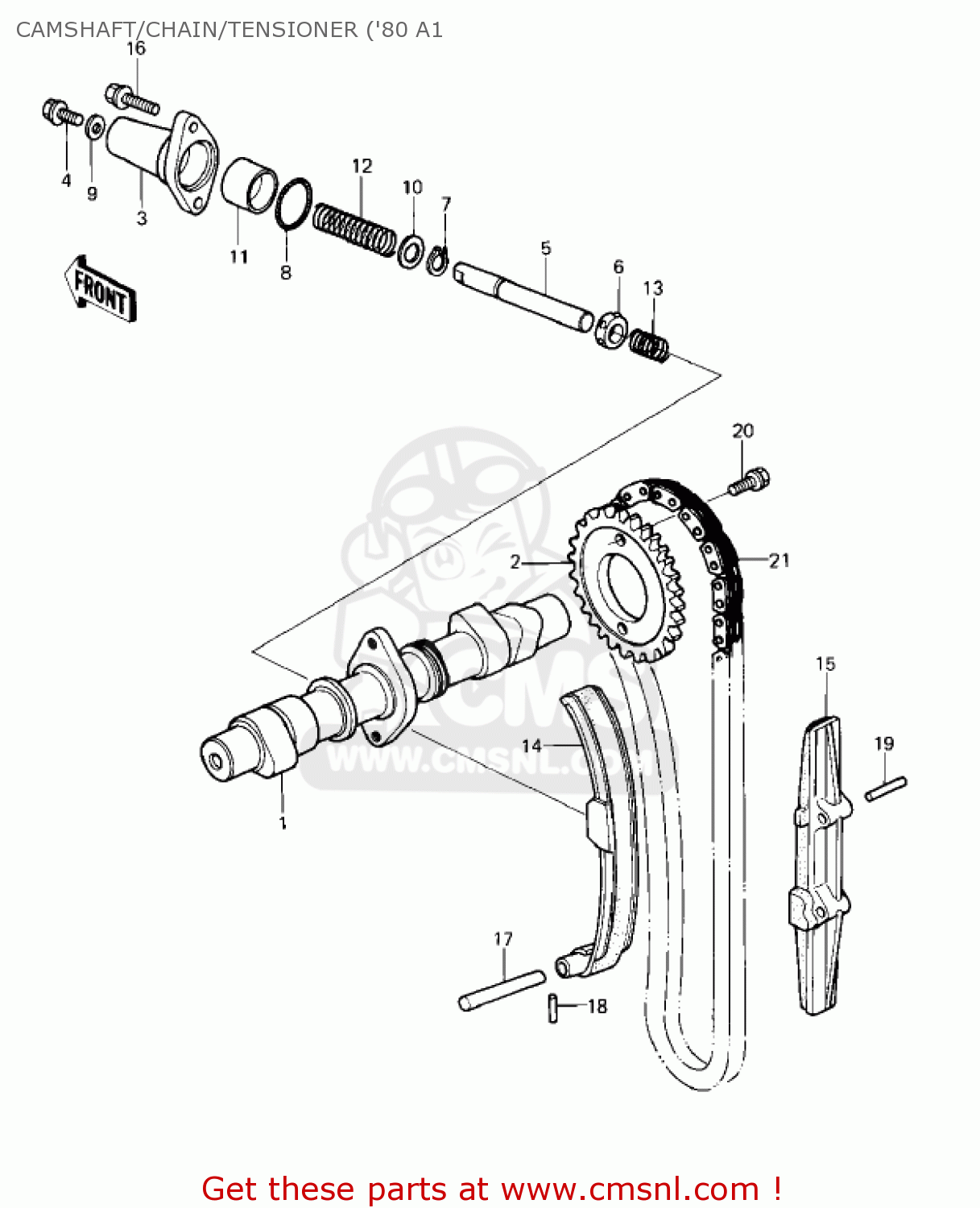 CAMSHAFT/CHAIN/TENSIONER ('80 A1 KZ440A4 LTD 1983 USA CANADA