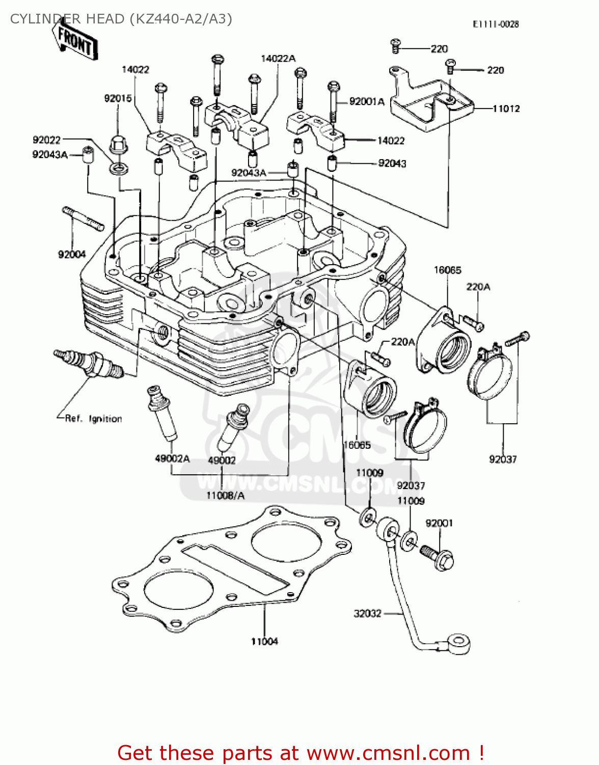 CYLINDER HEAD (KZ440-A2/A3) KZ440A4 LTD 1983 USA CANADA