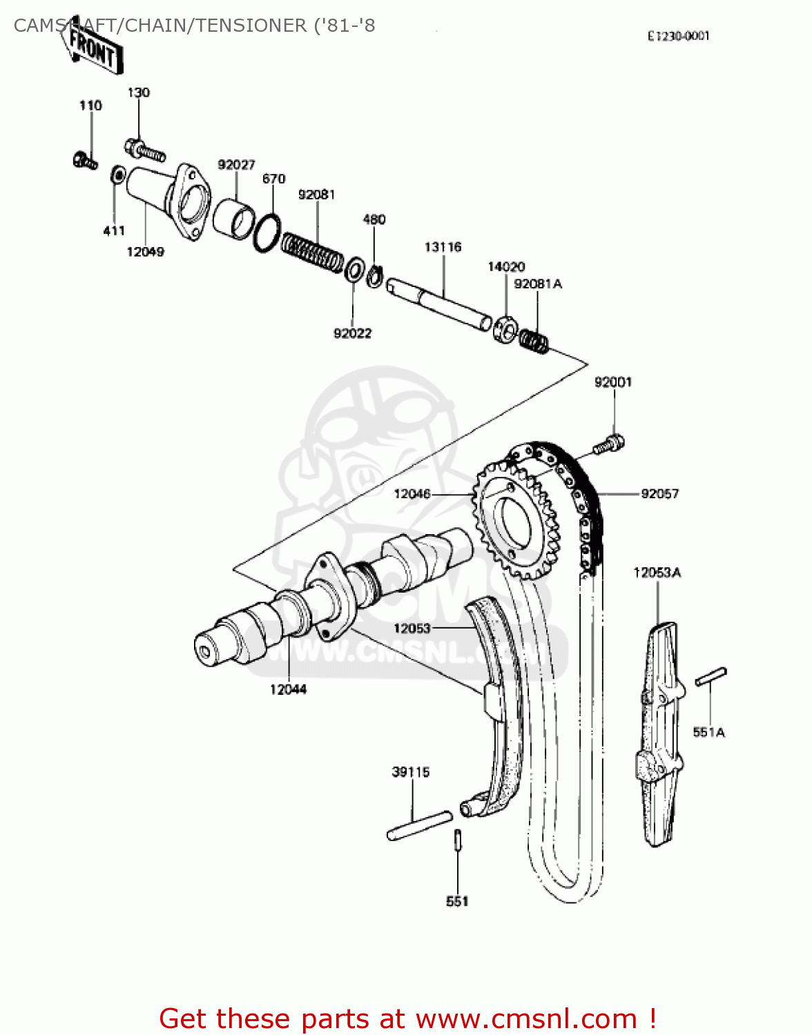 CAMSHAFT/CHAIN/TENSIONER ('81-'8 KZ440A4 LTD 1983 USA CANADA