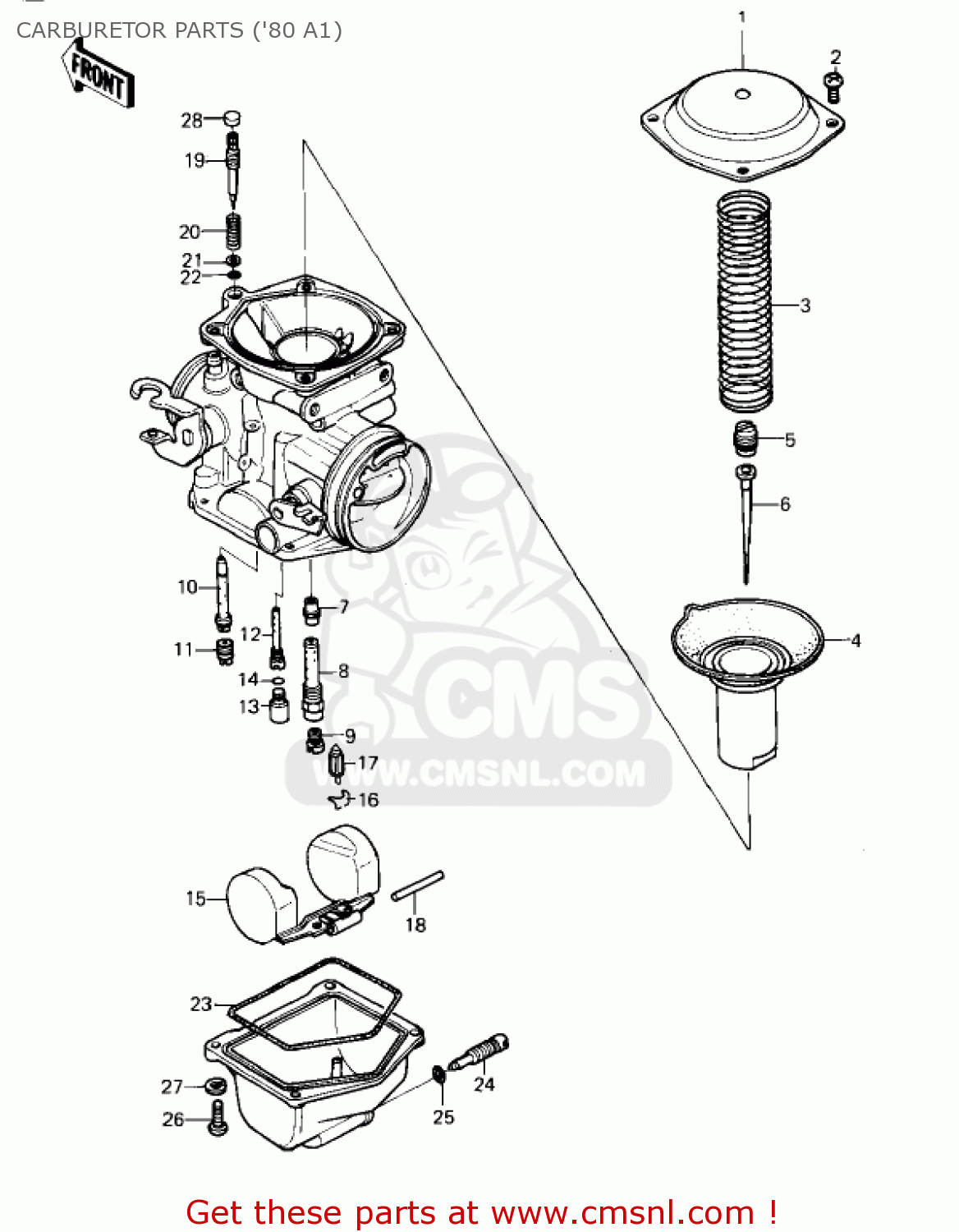 CARBURETOR PARTS ('80 A1) KZ440A4 LTD 1983 USA CANADA