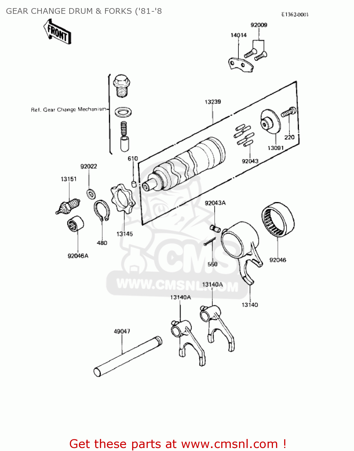 GEAR CHANGE DRUM & FORKS ('81-'8 KZ440A4 LTD 1983 USA CANADA