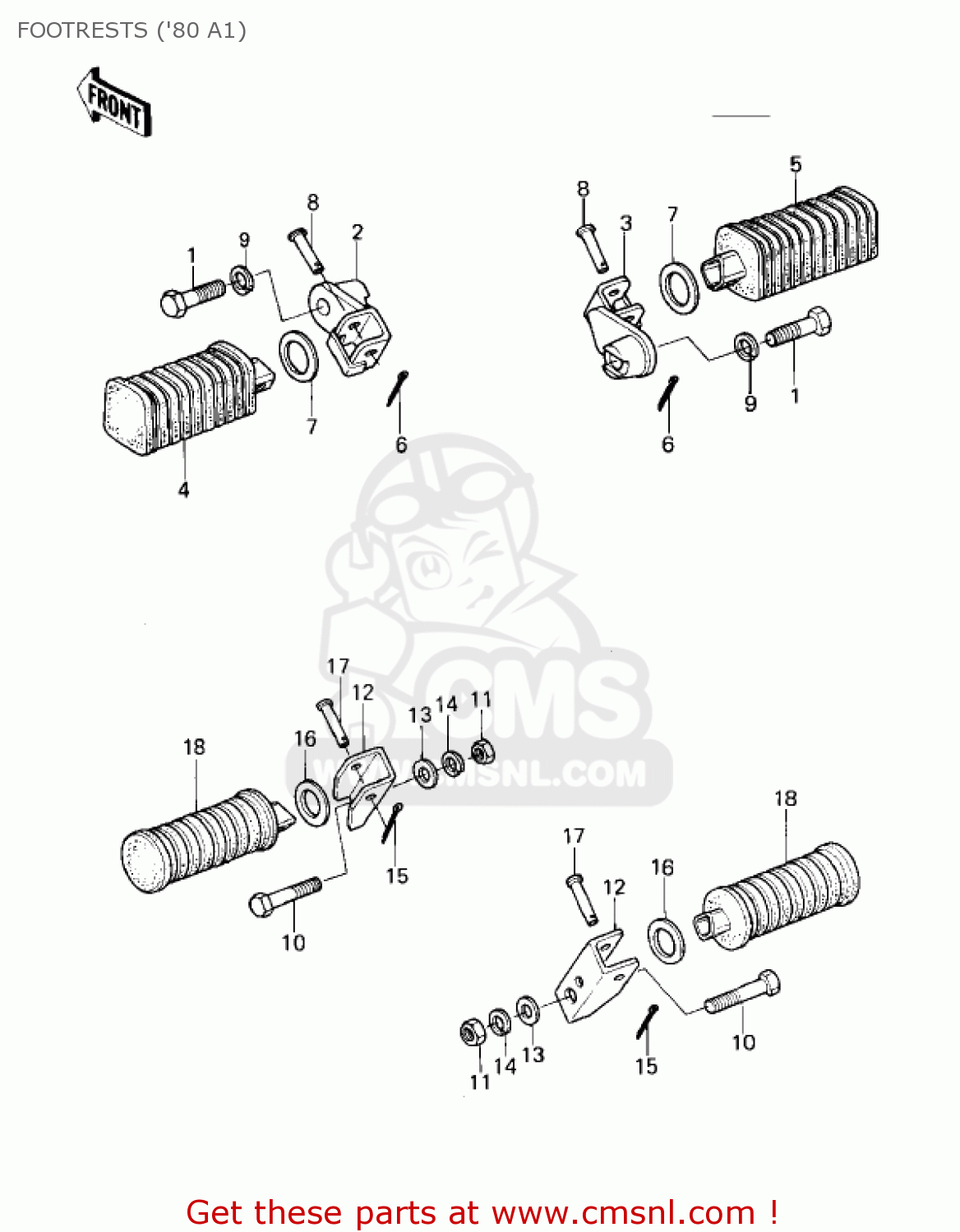 FOOTRESTS ('80 A1) KZ440A4 LTD 1983 USA CANADA