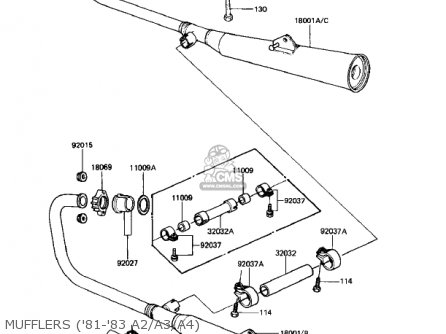 MUFFLERS ('81-'83 A2/A3/A4) - KZ440A4 LTD 1983 USA CANADA