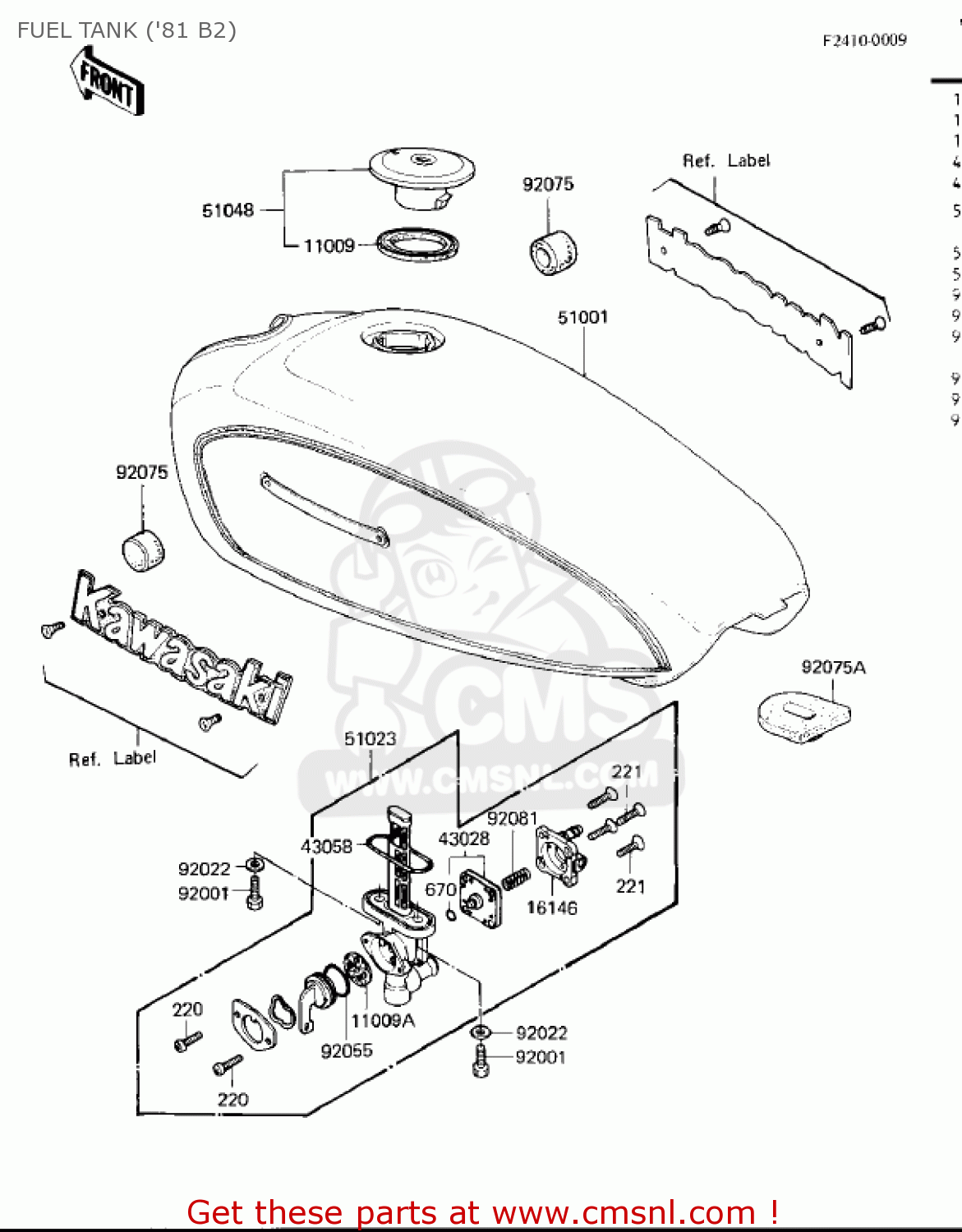 FUEL TANK ('81 B2) KZ440B1 1980 USA / MPH