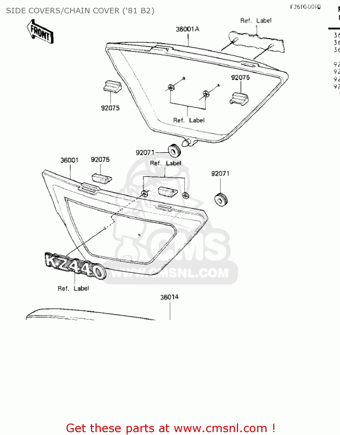 SIDE COVERS/CHAIN COVER ('81 B2) KZ440B1 1980 USA / MPH