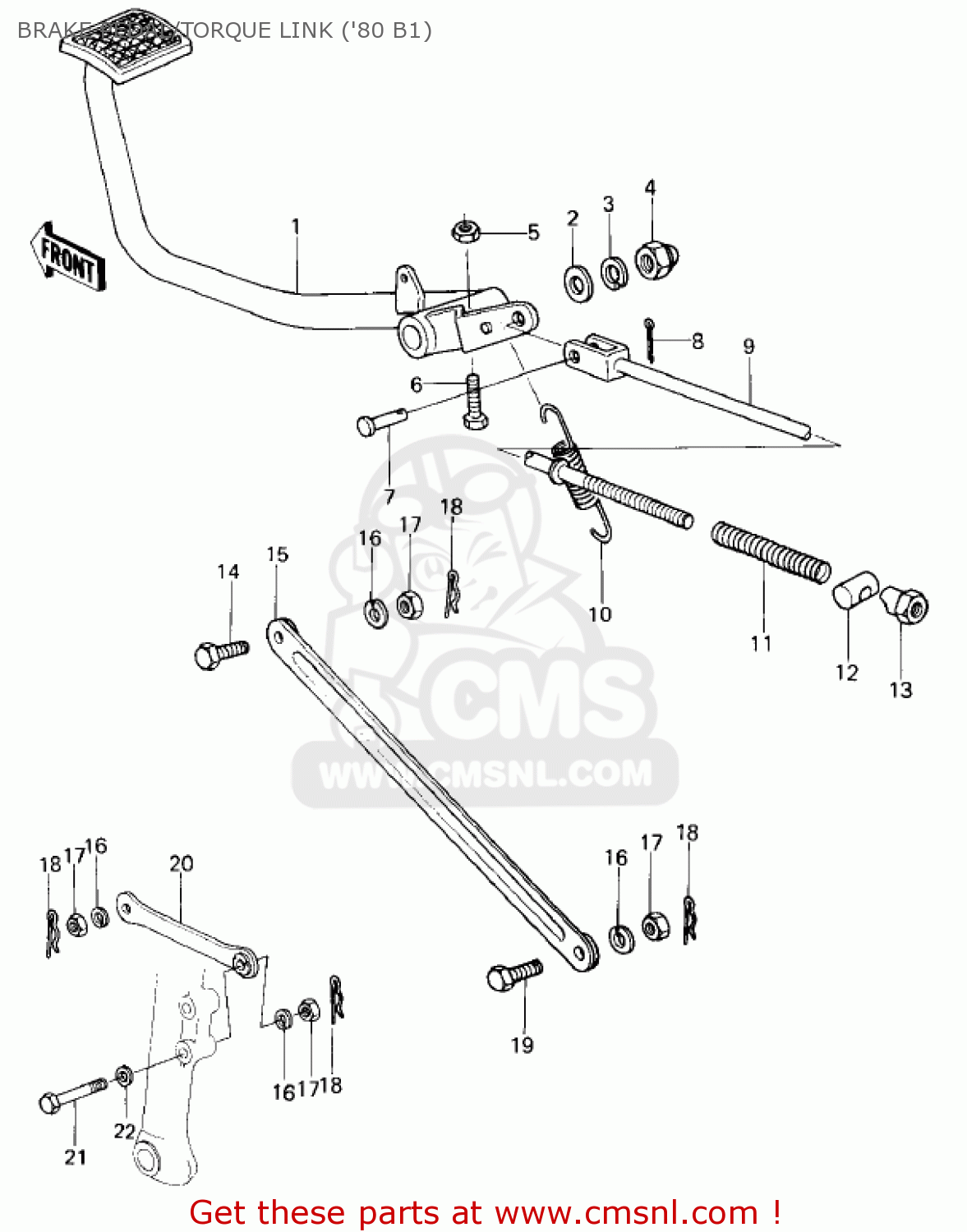 BRAKE PEDAL/TORQUE LINK ('80 B1) KZ440B1 1980 USA / MPH