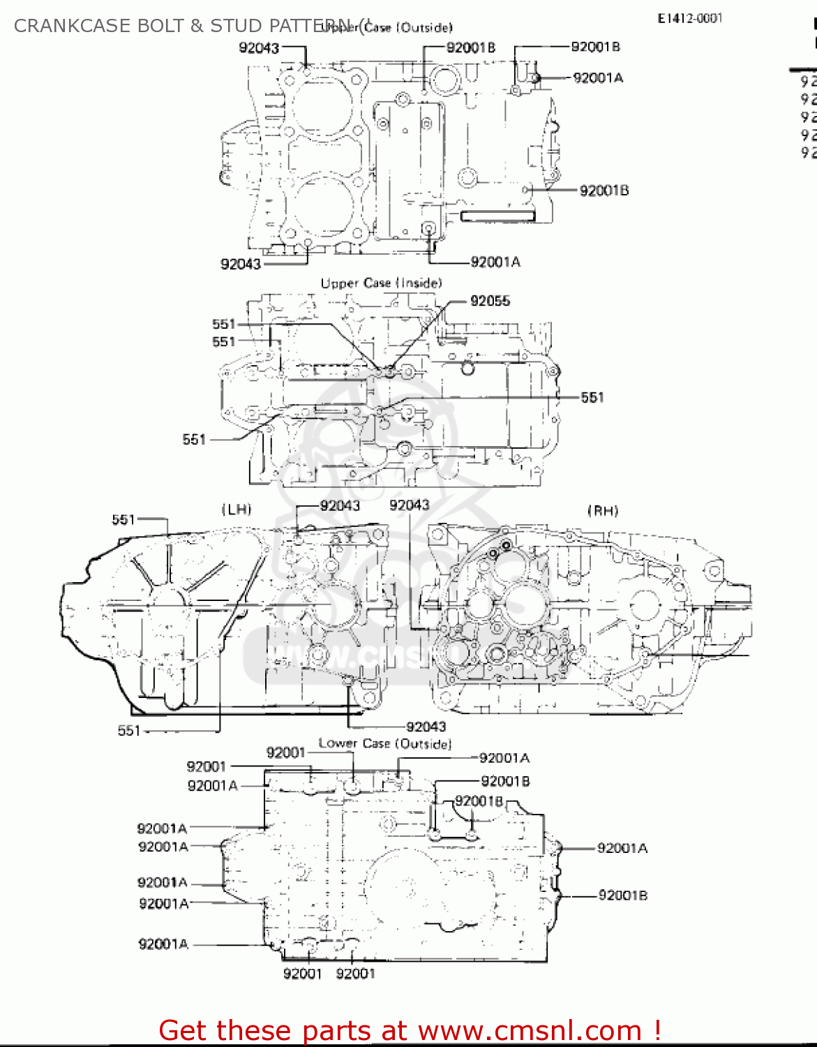 CRANKCASE BOLT & STUD PATTERN (' KZ440B1 1980 USA / MPH
