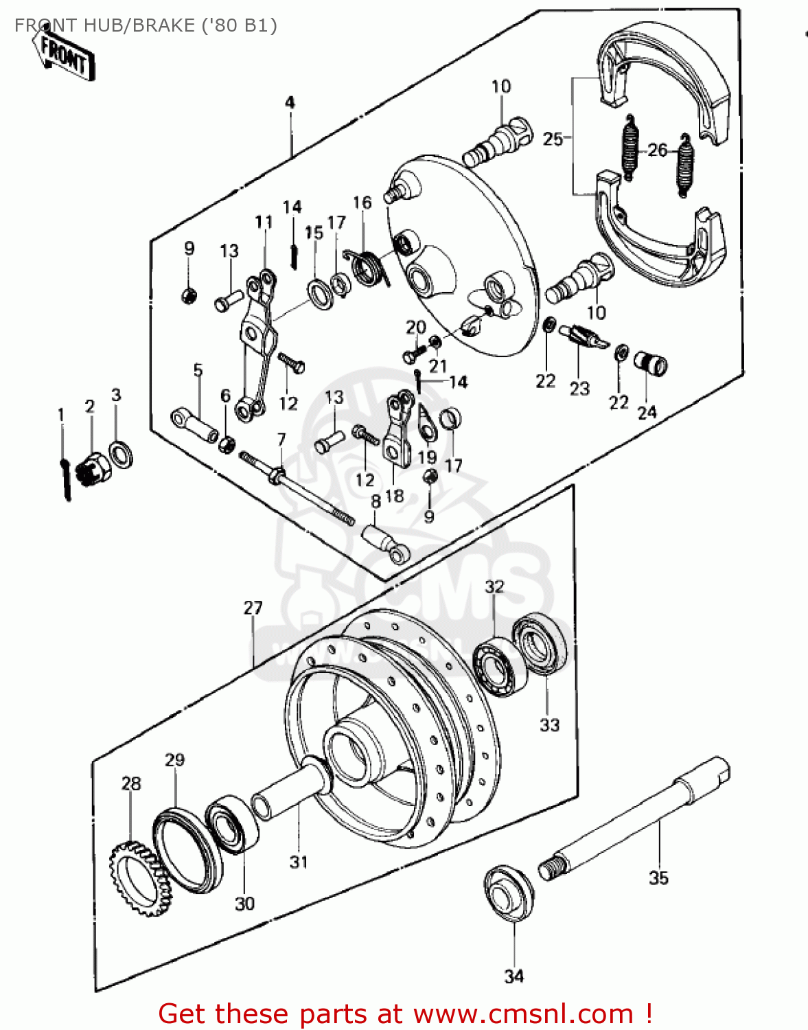 FRONT HUB/BRAKE ('80 B1) KZ440B1 1980 USA / MPH