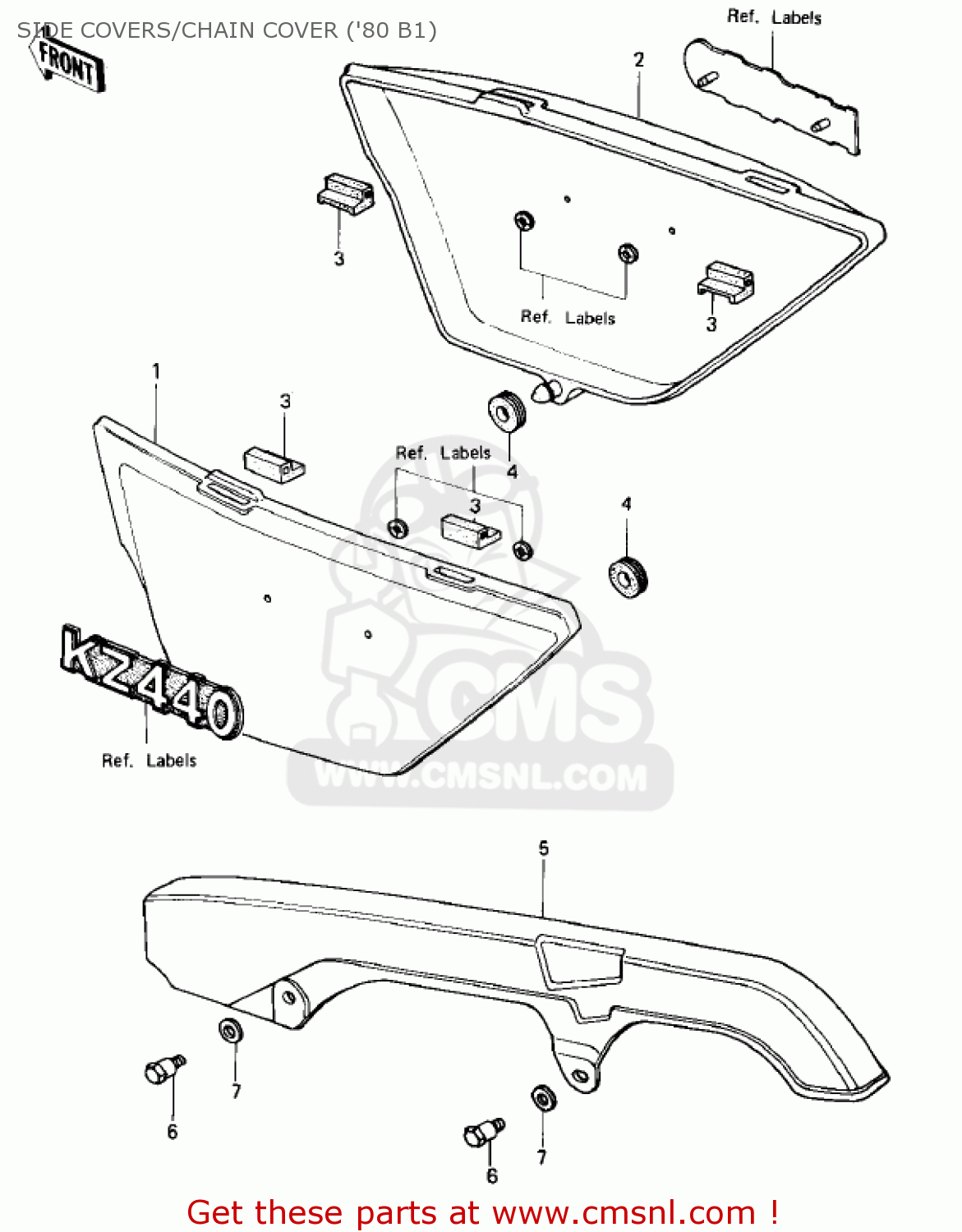 SIDE COVERS/CHAIN COVER ('80 B1) KZ440B1 1980 USA / MPH