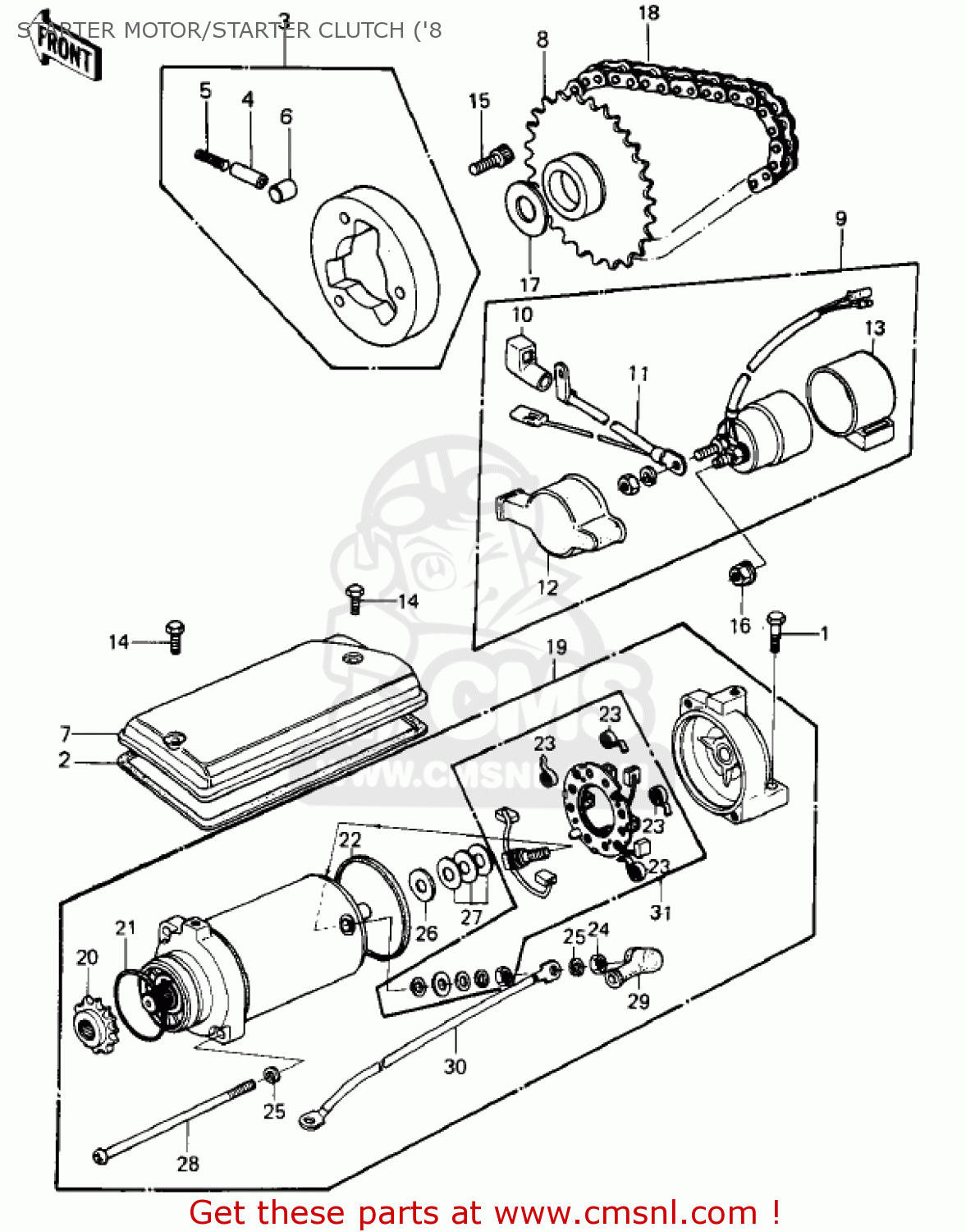 STARTER MOTOR/STARTER CLUTCH ('8 KZ440B1 1980 USA / MPH