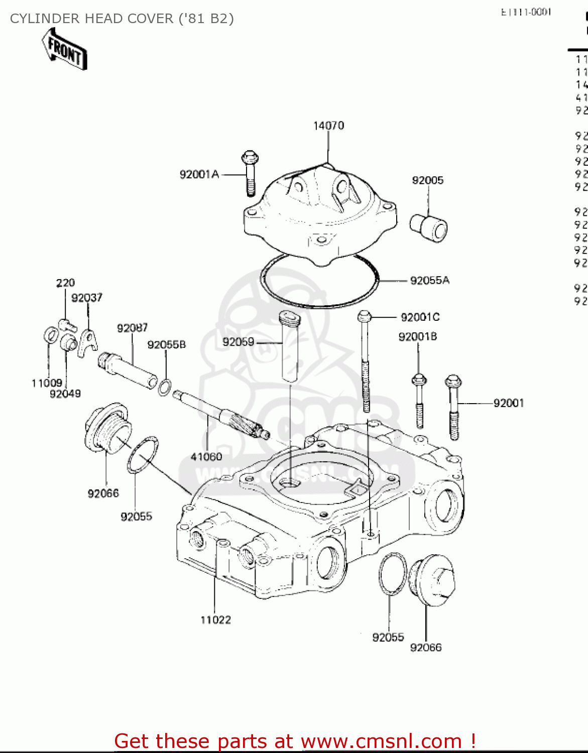 CYLINDER HEAD COVER ('81 B2) KZ440B1 1980 USA / MPH