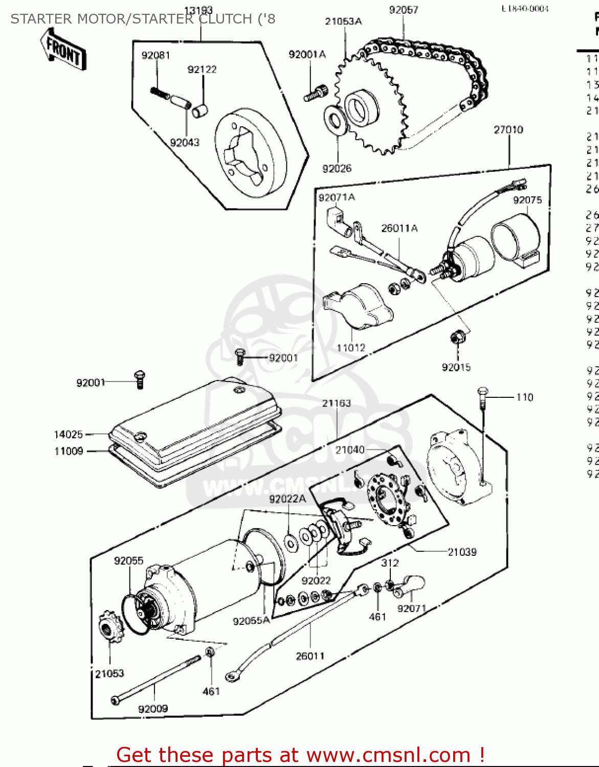STARTER MOTOR/STARTER CLUTCH ('8 KZ440B1 1980 USA / MPH