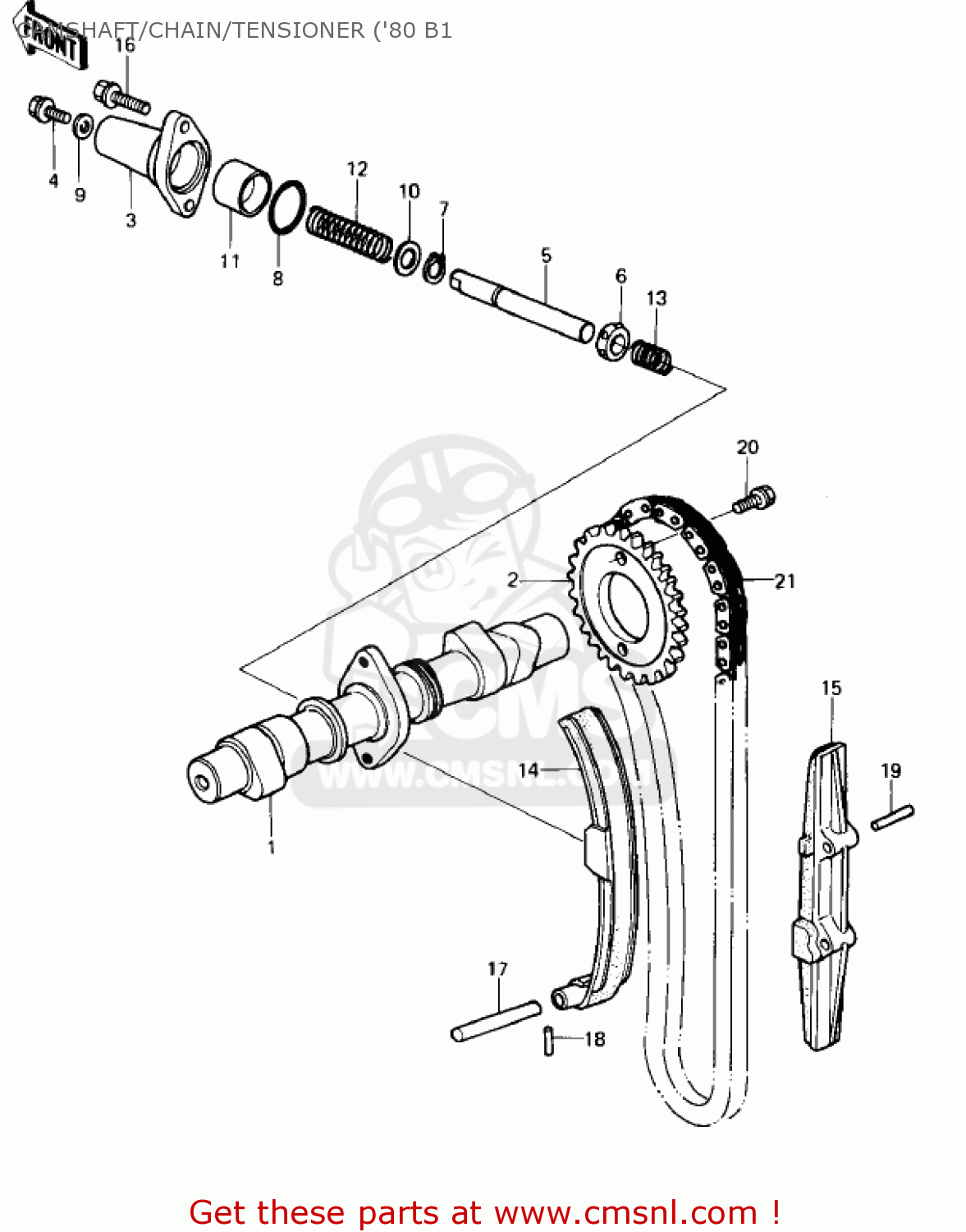 CAMSHAFT/CHAIN/TENSIONER ('80 B1 KZ440B1 1980 USA / MPH