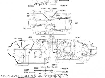 CRANKCASE BOLT & STUD PATTERN (' - KZ440B1 1980 USA / MPH
