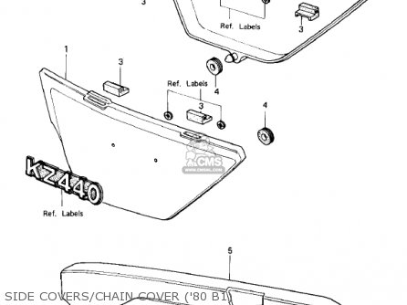 SIDE COVERS/CHAIN COVER ('80 B1) - KZ440B1 1980 USA / MPH