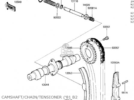 CAMSHAFT/CHAIN/TENSIONER ('81 B2 - KZ440B1 1980 USA / MPH