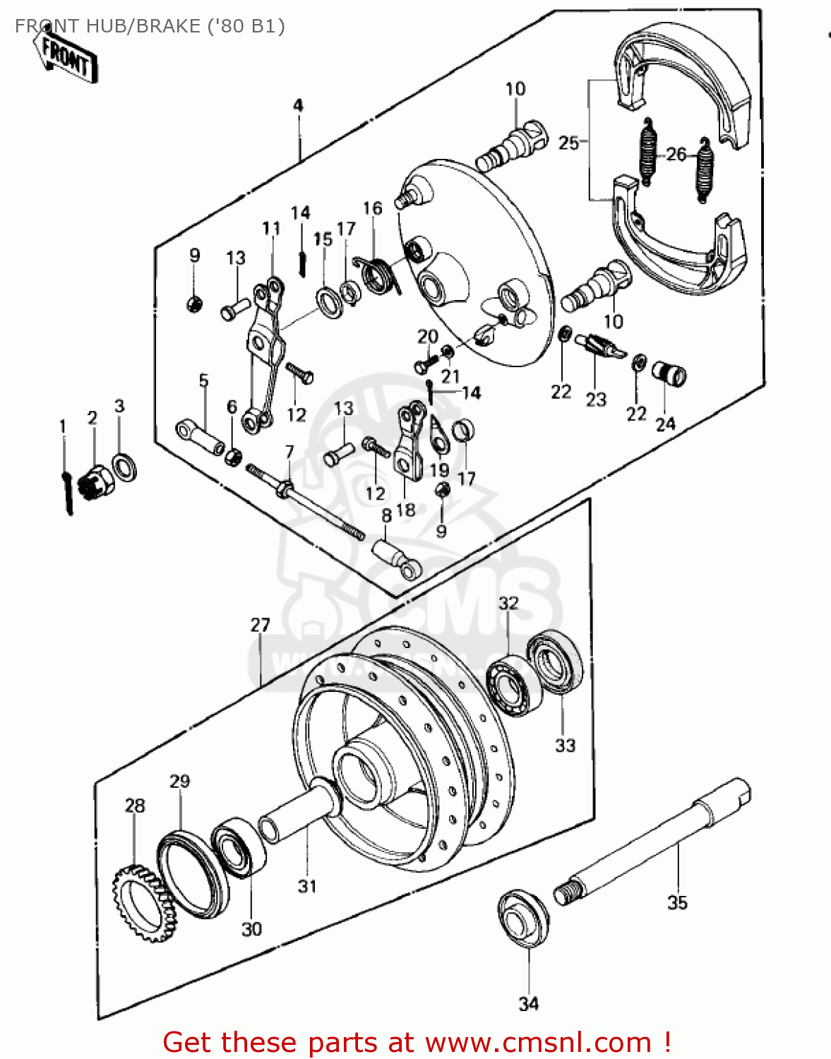 FRONT HUB/BRAKE ('80 B1) KZ440B2 1981 USA / MPH