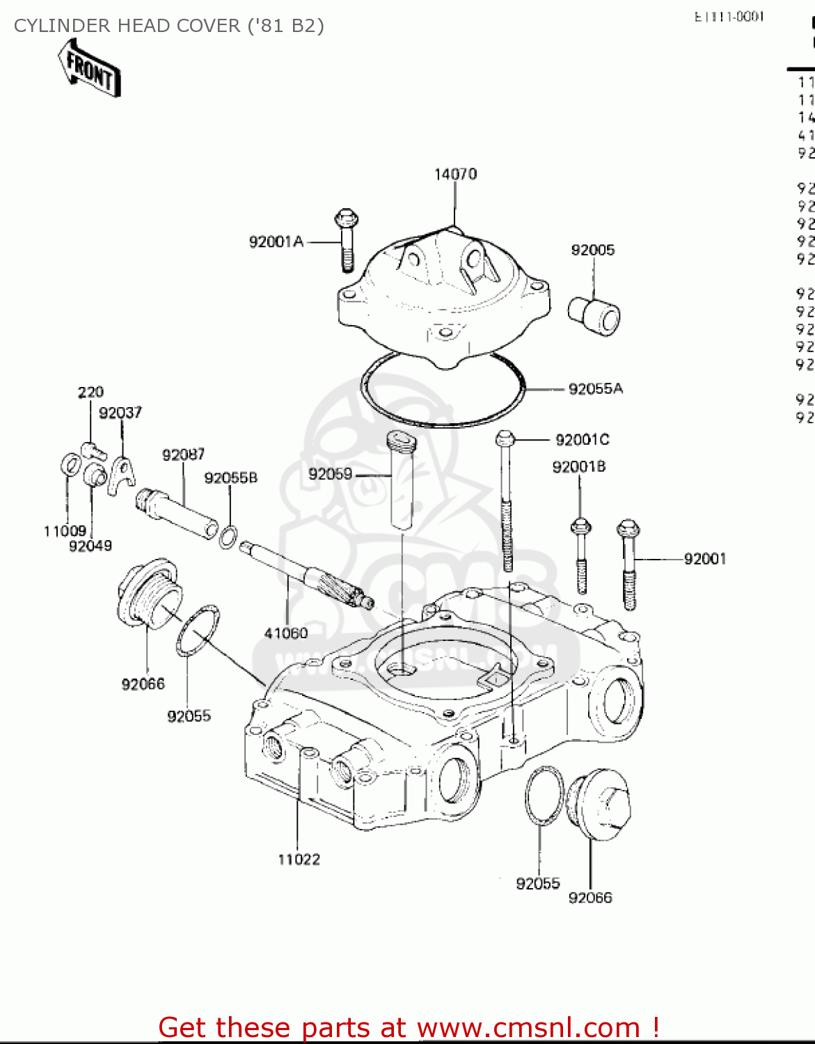 CYLINDER HEAD COVER ('81 B2) KZ440B2 1981 USA / MPH