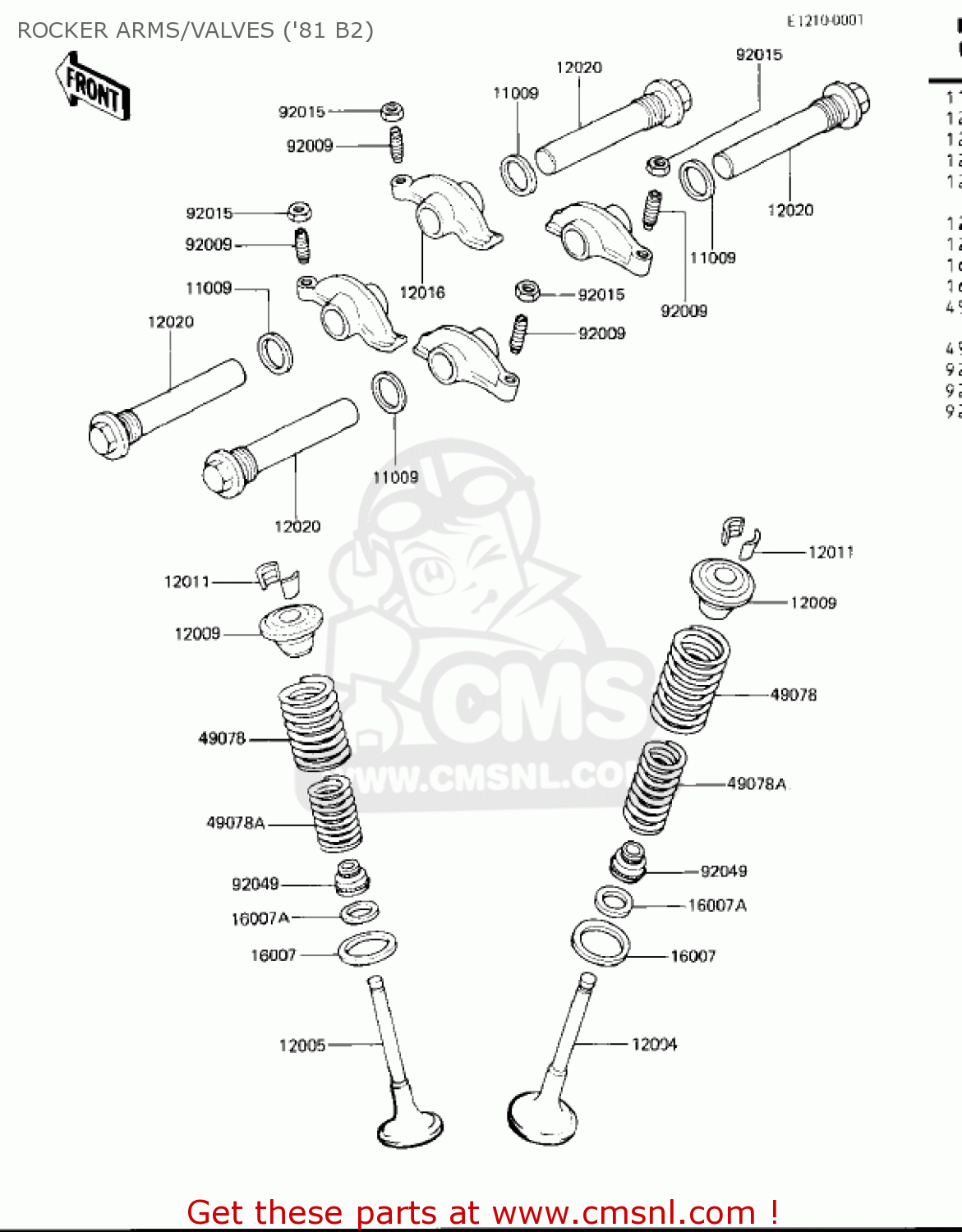 ROCKER ARMS/VALVES ('81 B2) KZ440B2 1981 USA / MPH