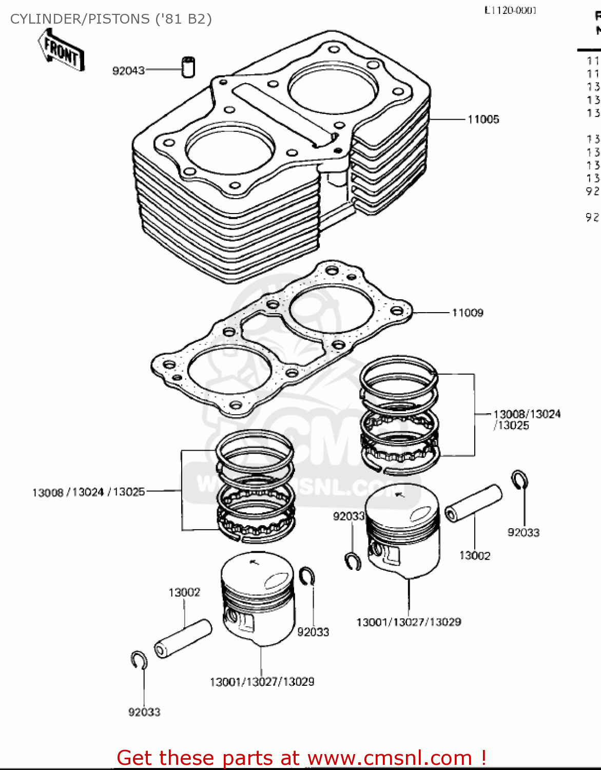 CYLINDER/PISTONS ('81 B2) KZ440B2 1981 USA / MPH