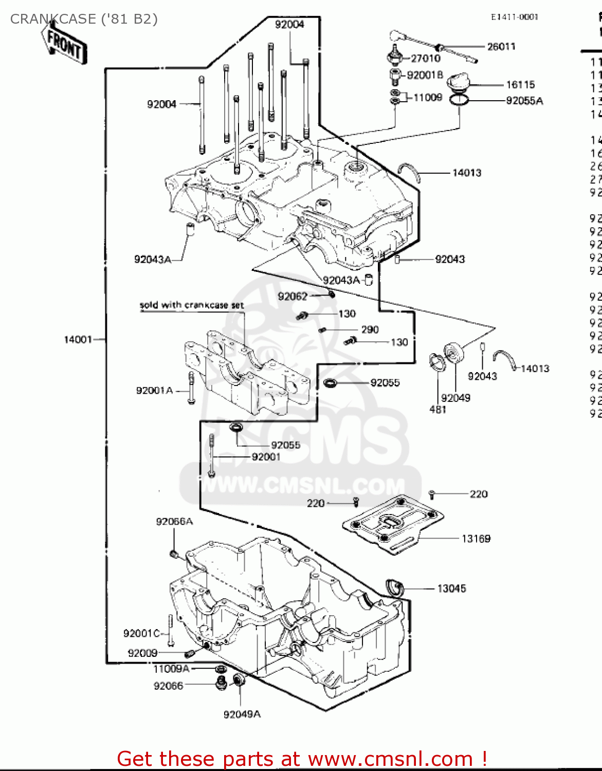 CRANKCASE ('81 B2) KZ440B2 1981 USA / MPH
