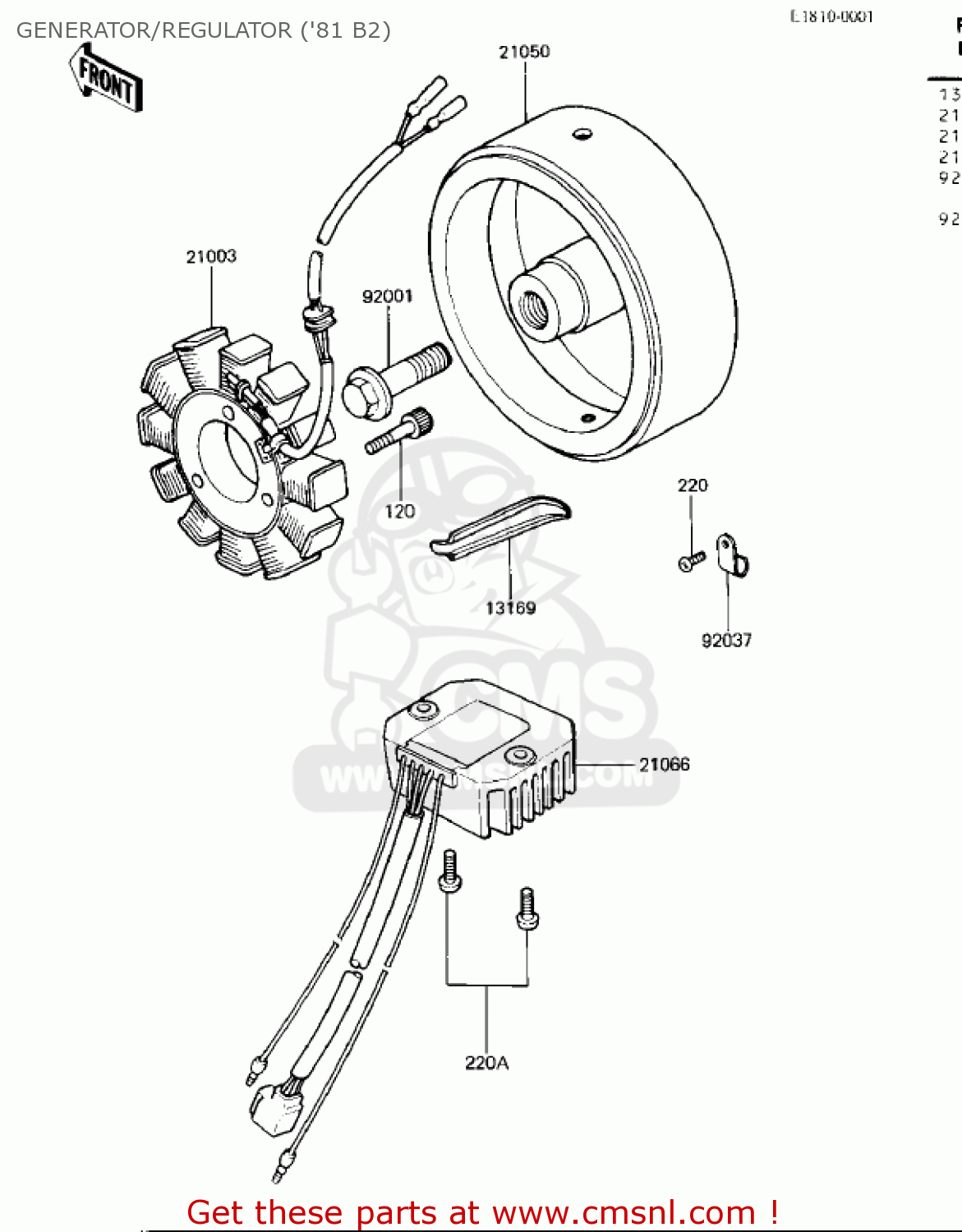 GENERATOR/REGULATOR ('81 B2) KZ440B2 1981 USA / MPH