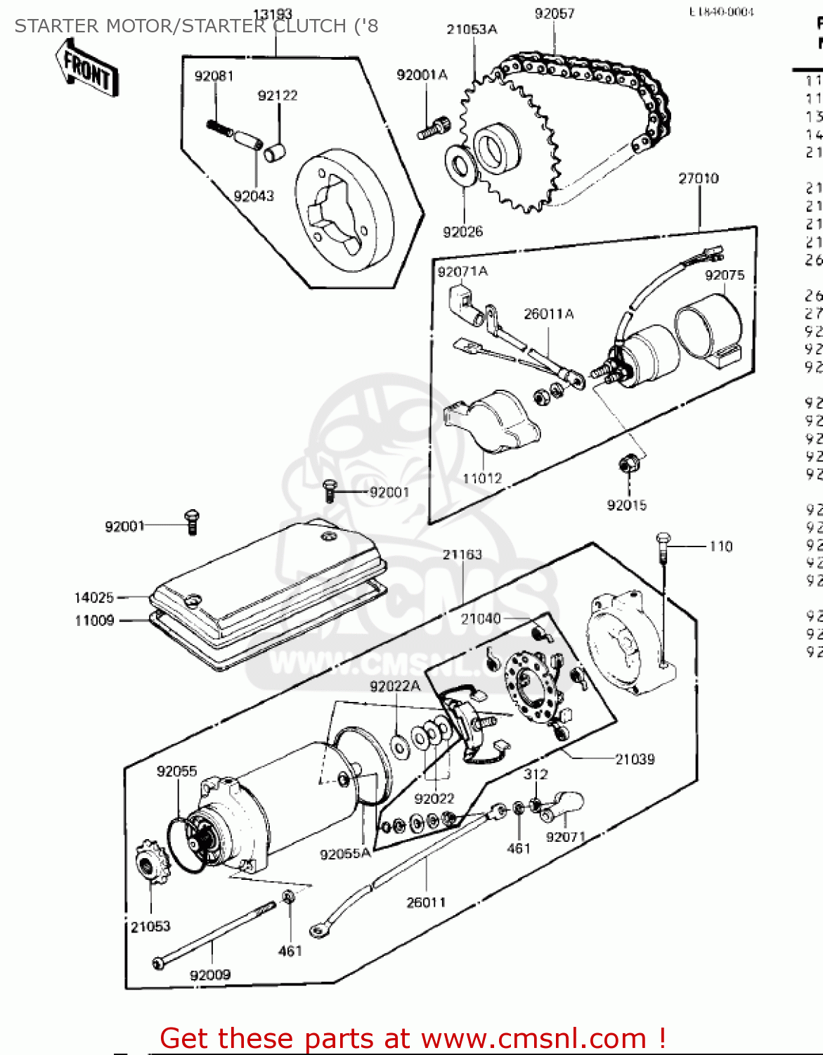 STARTER MOTOR/STARTER CLUTCH ('8 KZ440B2 1981 USA / MPH