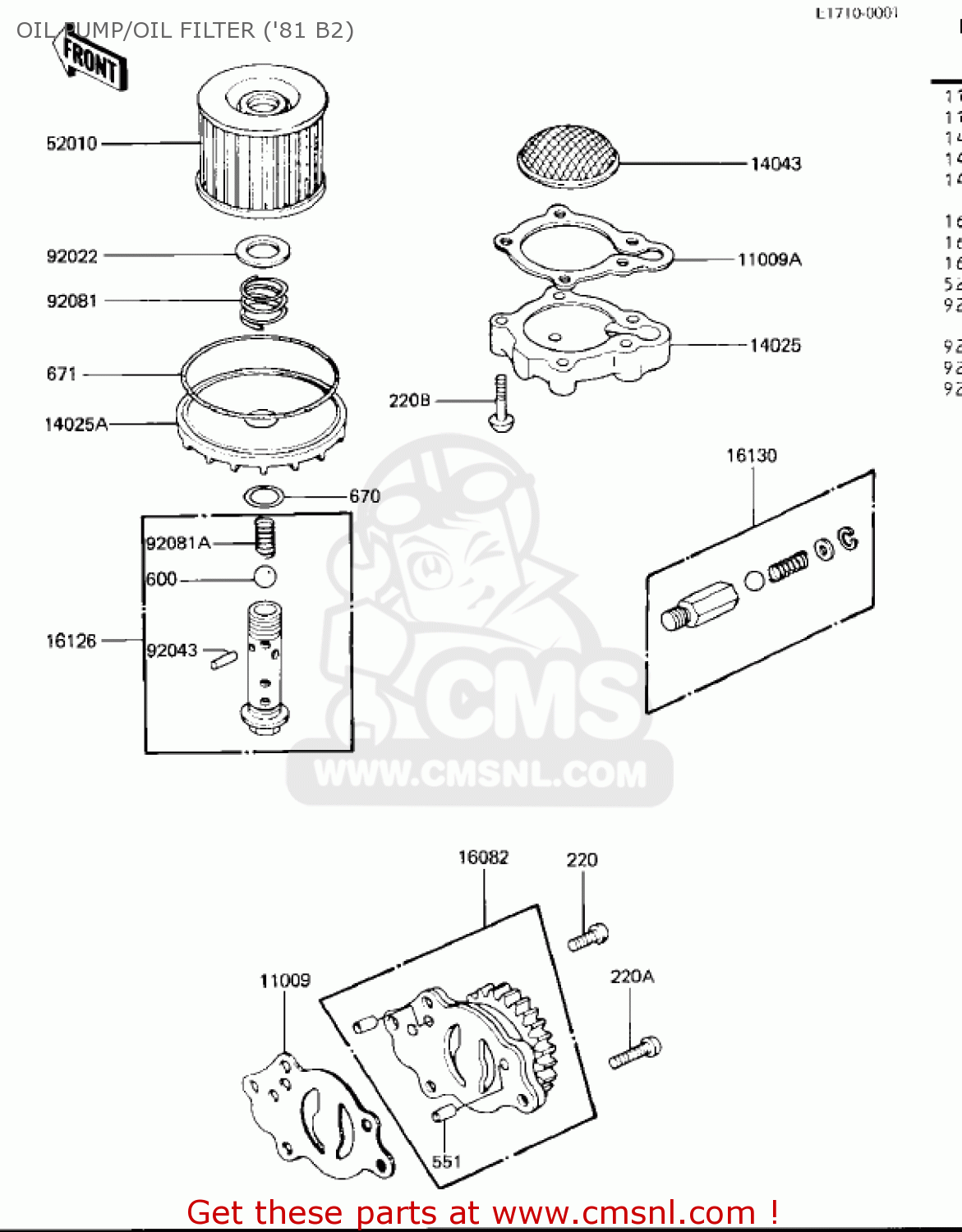 OIL PUMP/OIL FILTER ('81 B2) KZ440B2 1981 USA / MPH