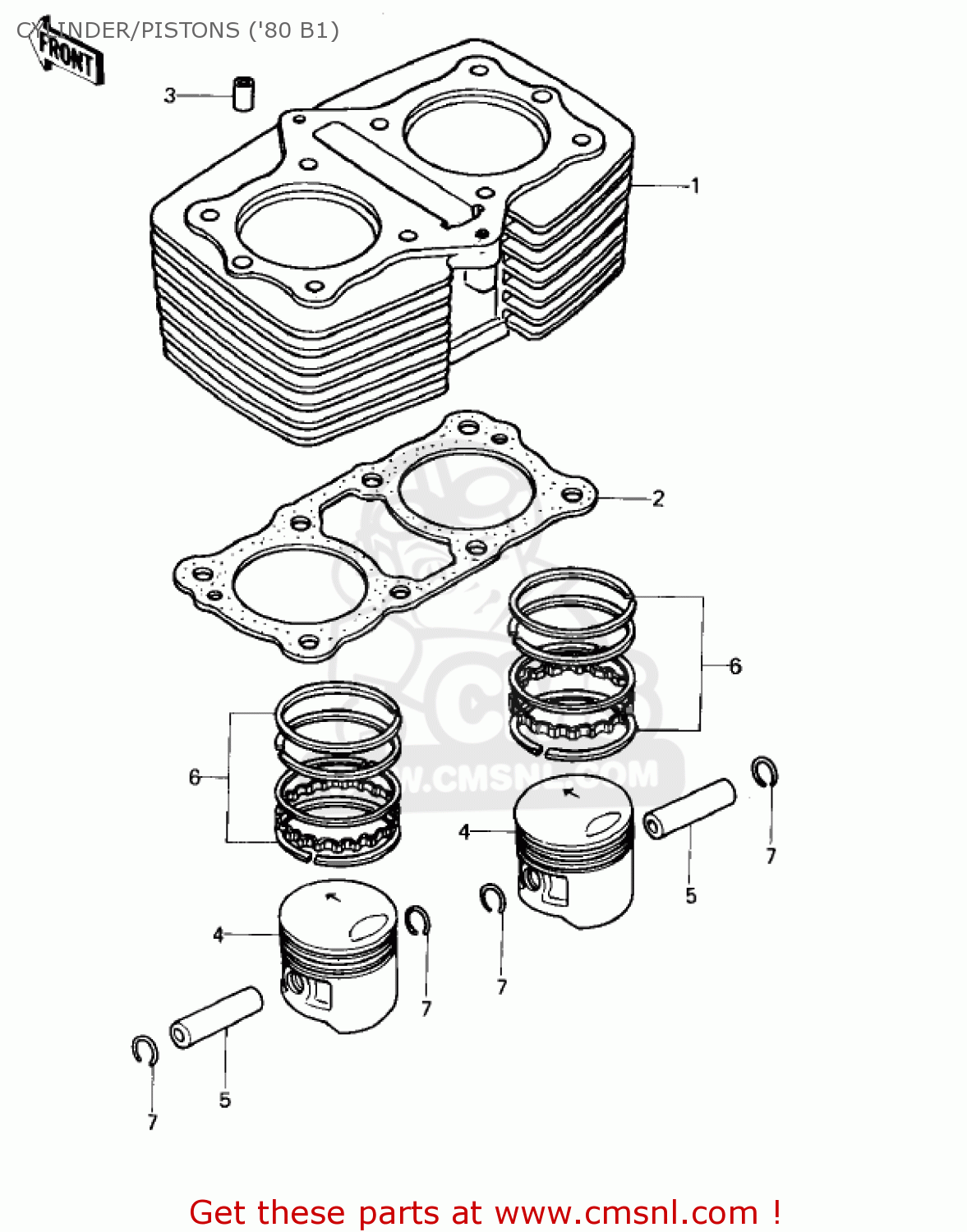 CYLINDER/PISTONS ('80 B1) KZ440B2 1981 USA / MPH