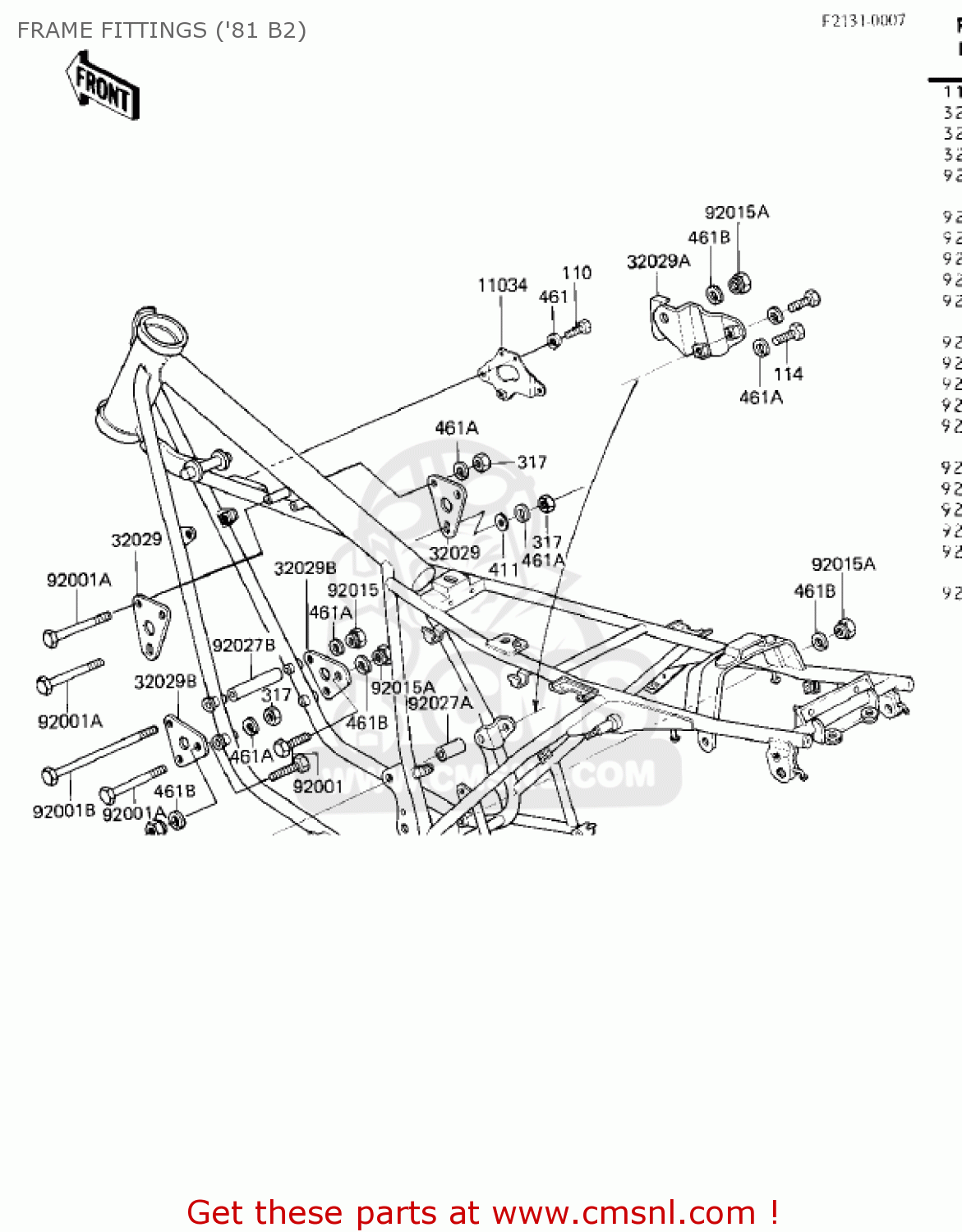FRAME FITTINGS ('81 B2) KZ440B2 1981 USA / MPH
