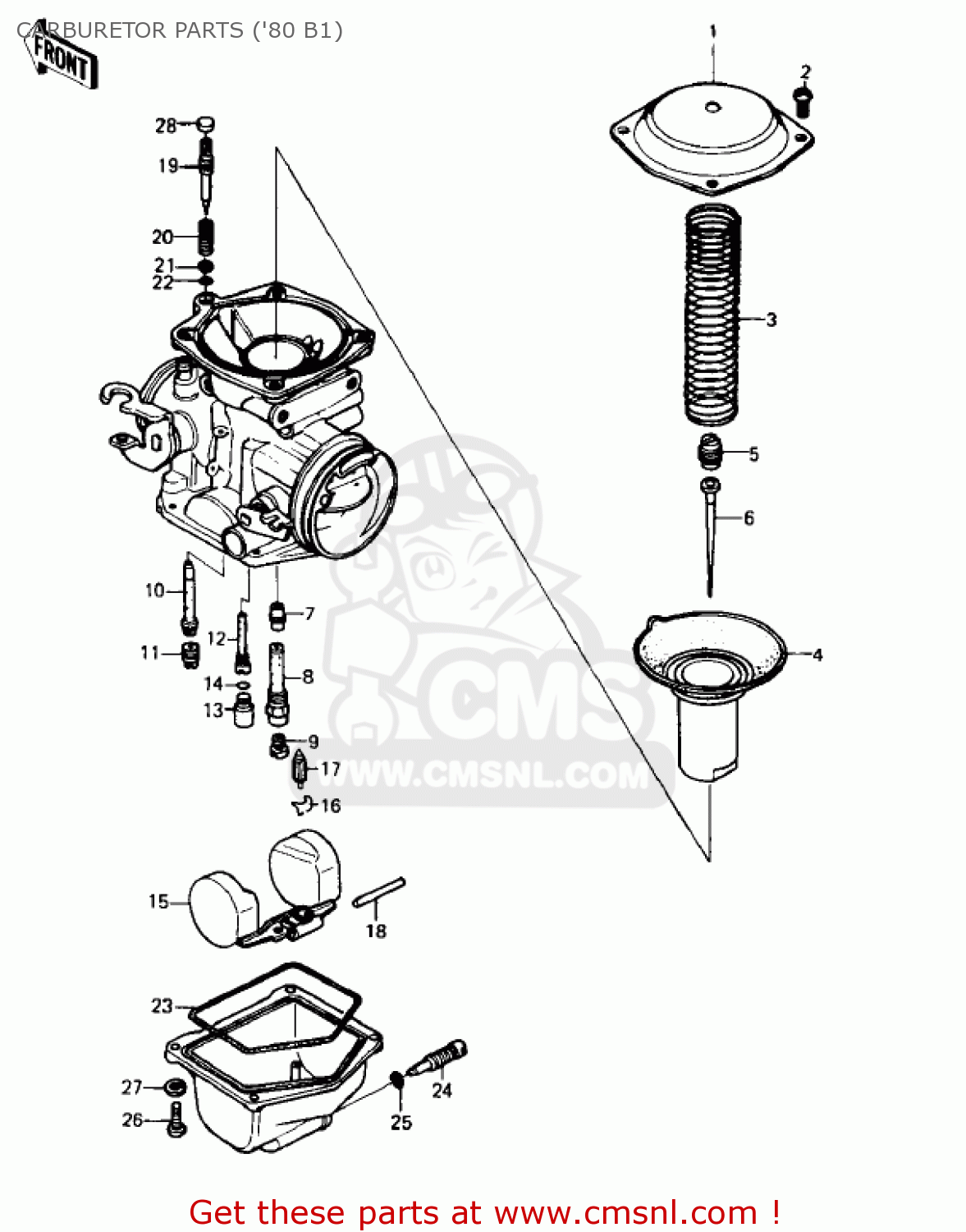 CARBURETOR PARTS ('80 B1) KZ440B2 1981 USA / MPH