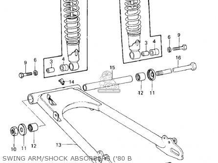 SWING ARM/SHOCK ABSORBERS ('80 B - KZ440B2 1981 USA / MPH